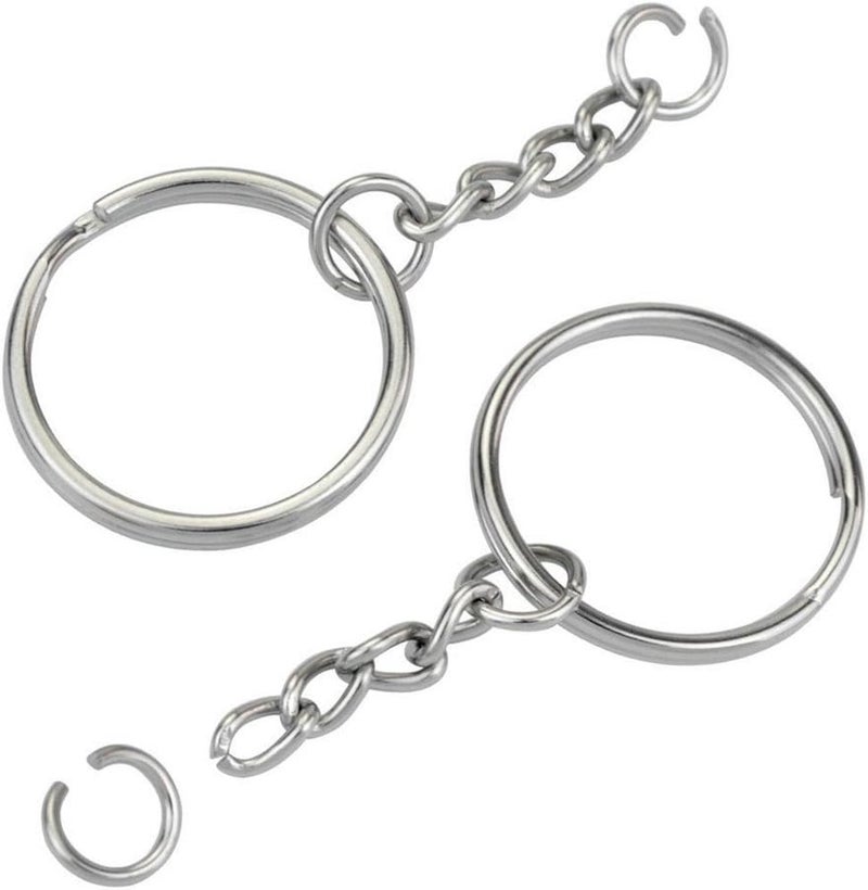 kingforest 100PCS Split Key Ring Kit with Chains & Jump Rings - 1 Inch Silver Nickel Bulk Jewelry Making Supplies for DIY Keychains, Charms, Crafts - Image 3